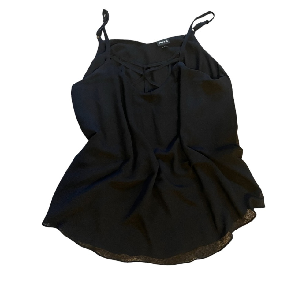 Black chiffon crisscross swing tank
